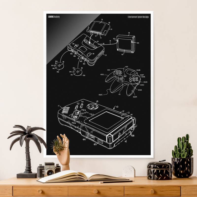 Glasbild Gaming Anatomy Klassiker in Schwarz II
