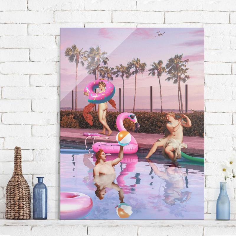 Glasbild - Hochformat Pool Party