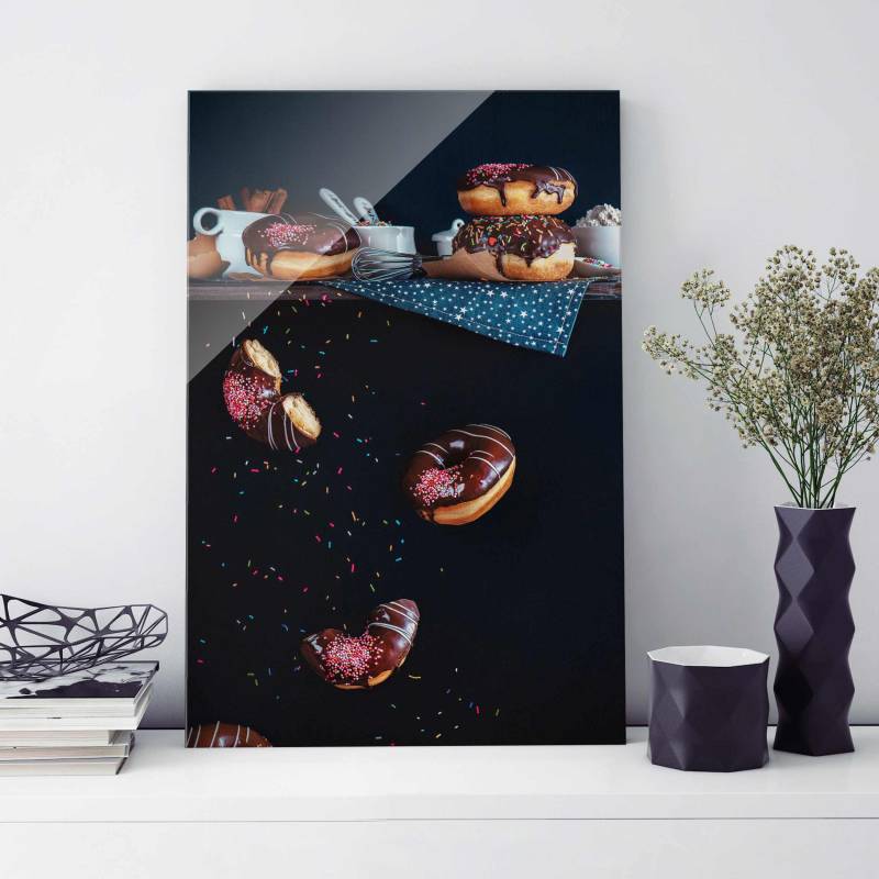 Glasbild Küche Donuts vom Küchenregal