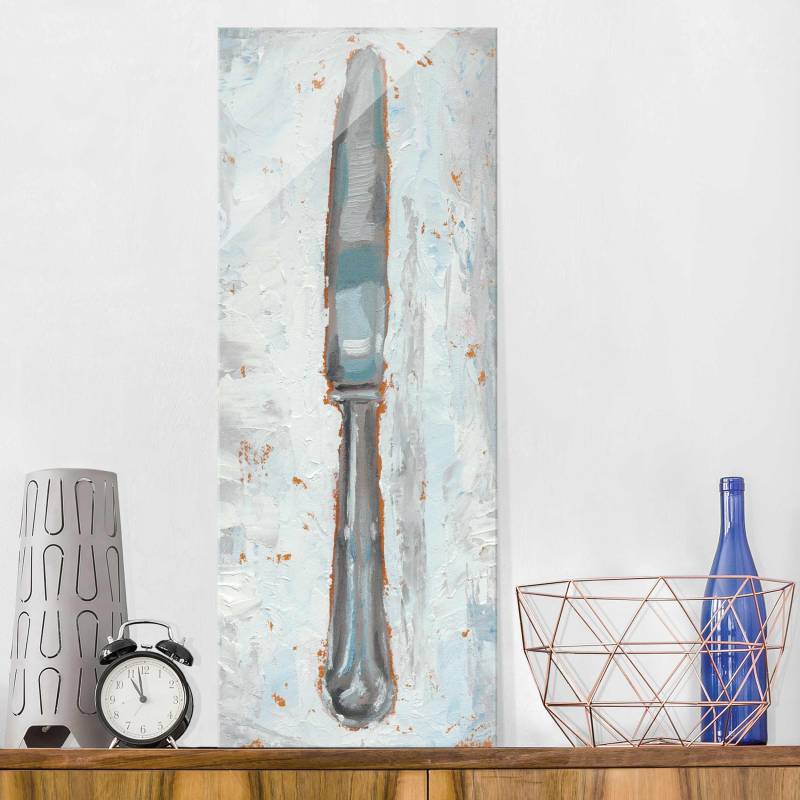 Glasbild - Hochformat Impressionistisches Besteck - Messer