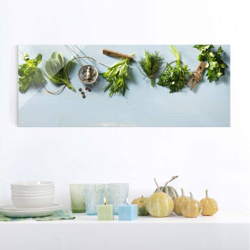 Glasbild - Panorama Gebündelte Kräuter