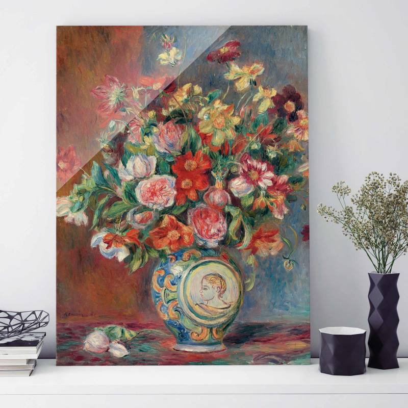 Glasbild - Hochformat Auguste Renoir - Blumenvase