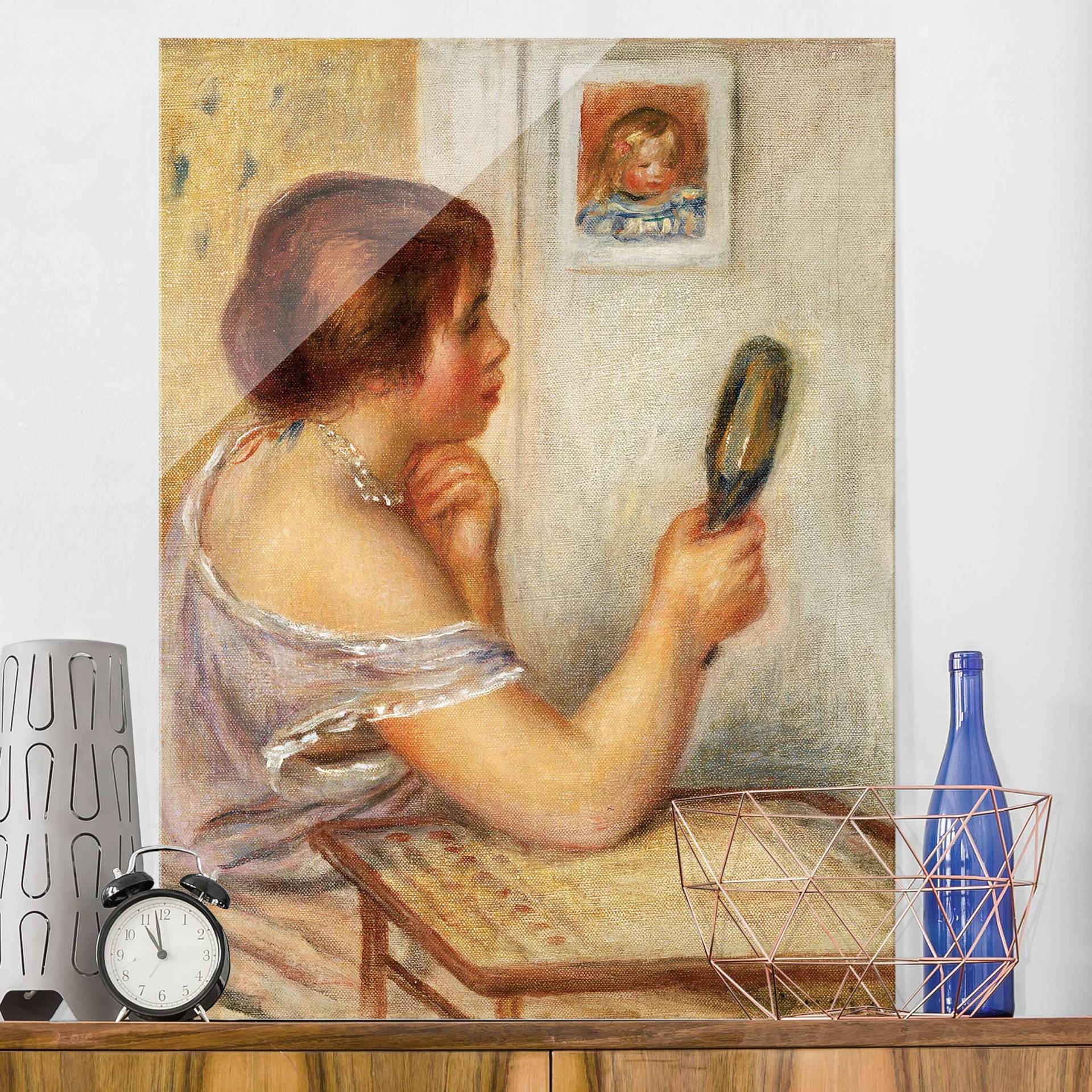 Glasbild - Hochformat Auguste Renoir - Gabrielle mit Spiegel