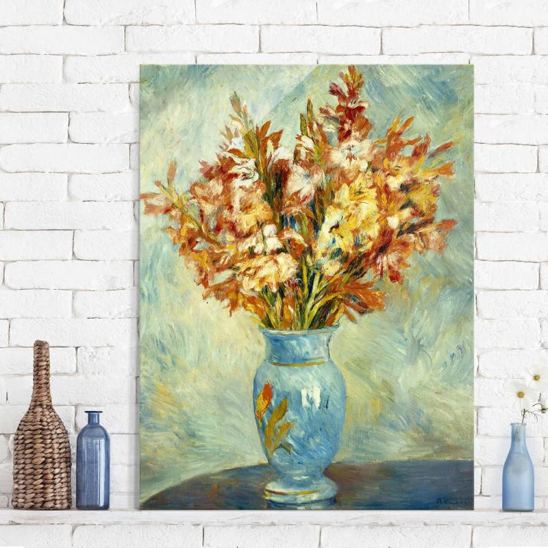 Glasbild - Hochformat Auguste Renoir - Gladiolen in Vase