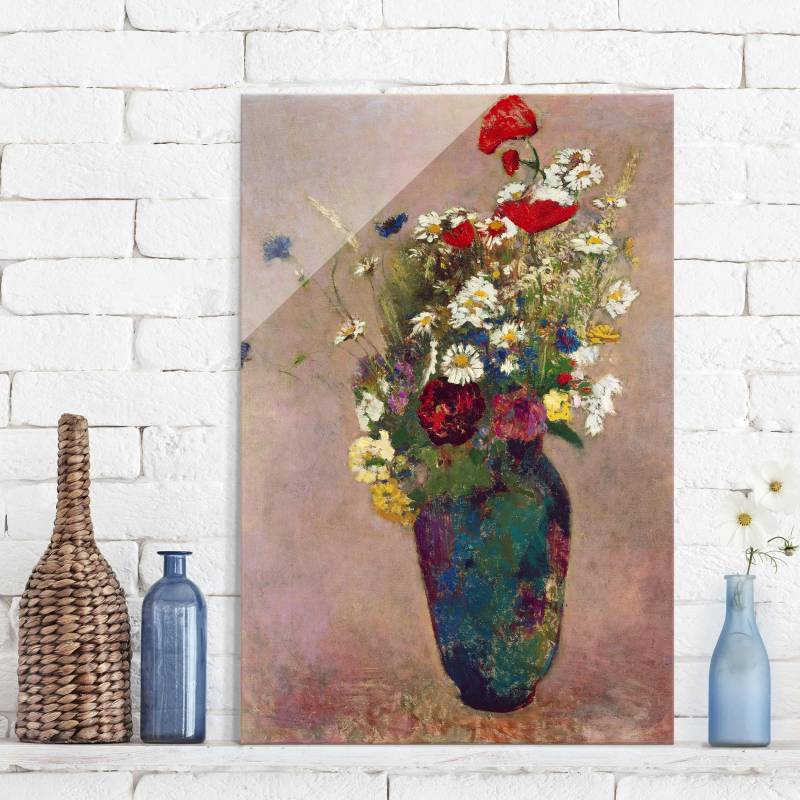 Glasbild - Hochformat Odilon Redon - Blumenvase mit Mohn