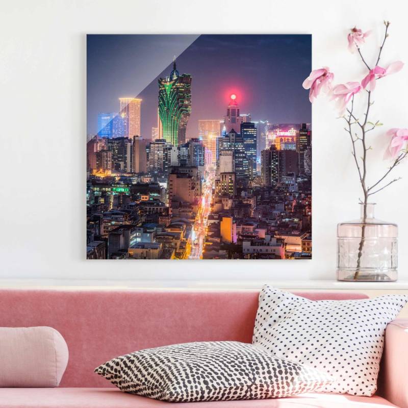 Glasbild Nachtlichter von Macau
