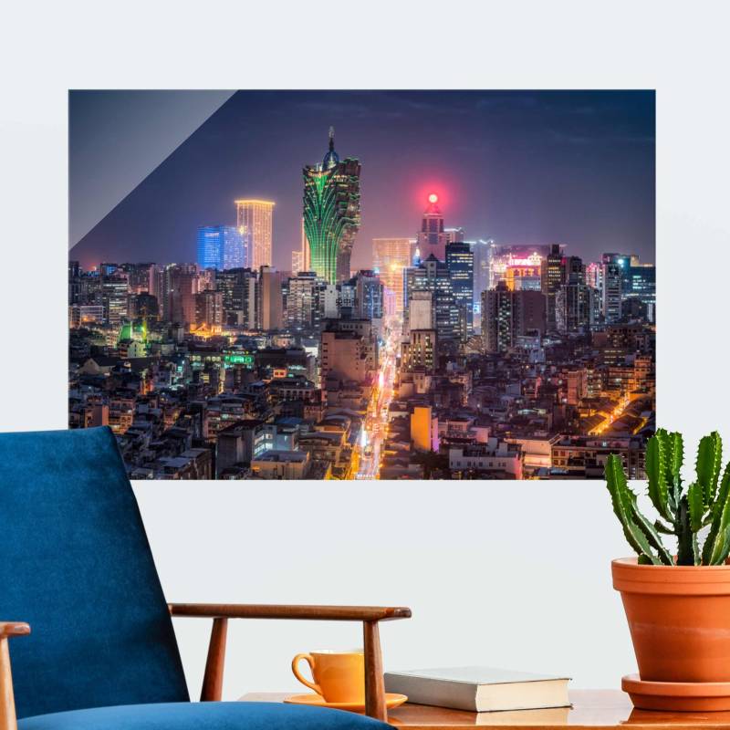 Glasbild Nachtlichter von Macau