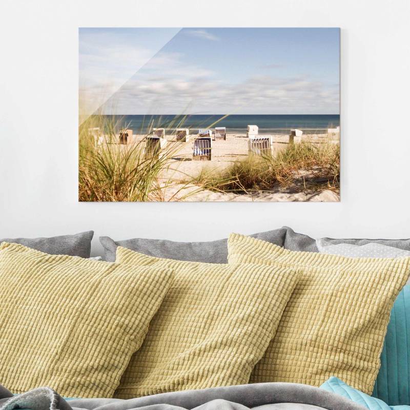 Glasbild - Querformat Ostsee und Strandkörbe