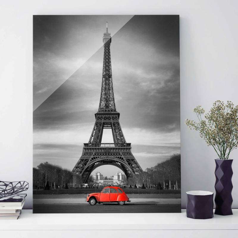 Glasbild Schwarz-Weiß Spot on Paris