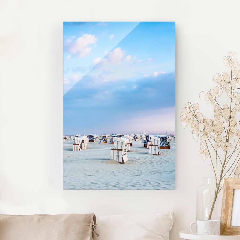 Glasbild Strandkörbe an der Nordsee