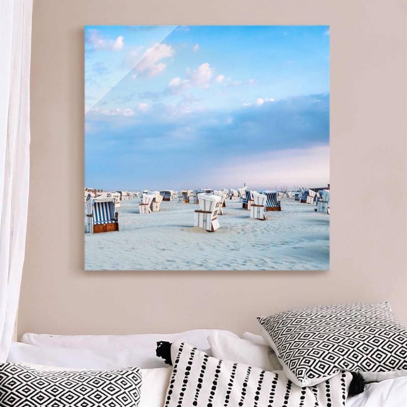 Glasbild Strandkörbe an der Nordsee