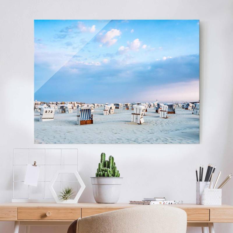 Glasbild Strandkörbe an der Nordsee