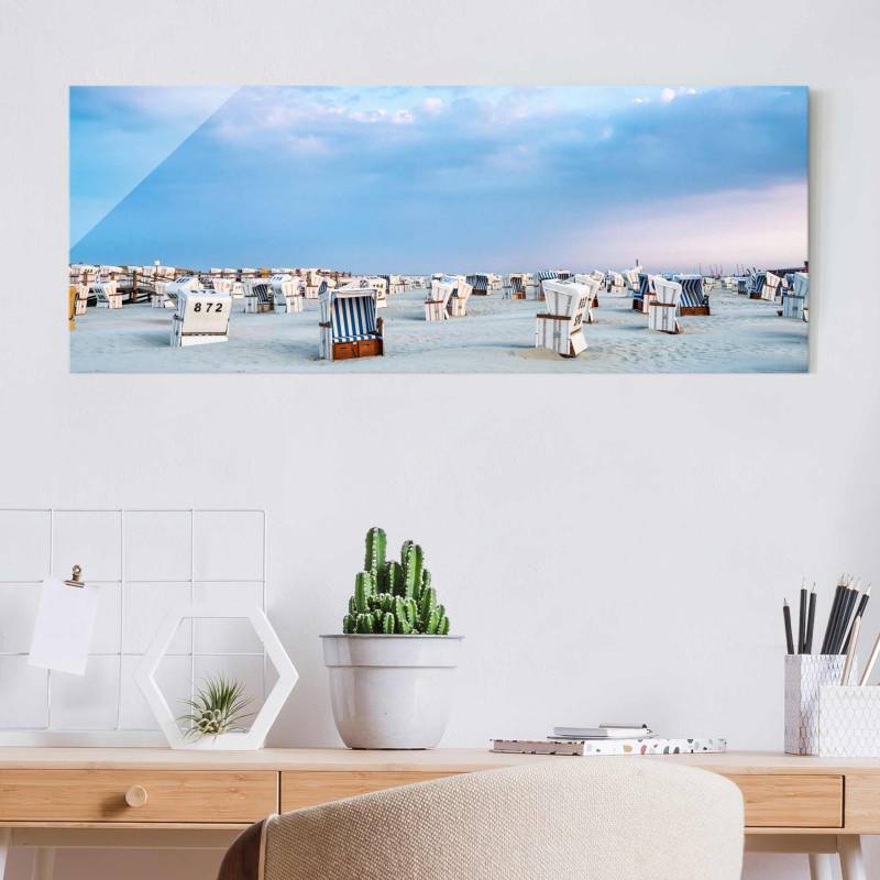 Glasbild Strandkörbe an der Nordsee