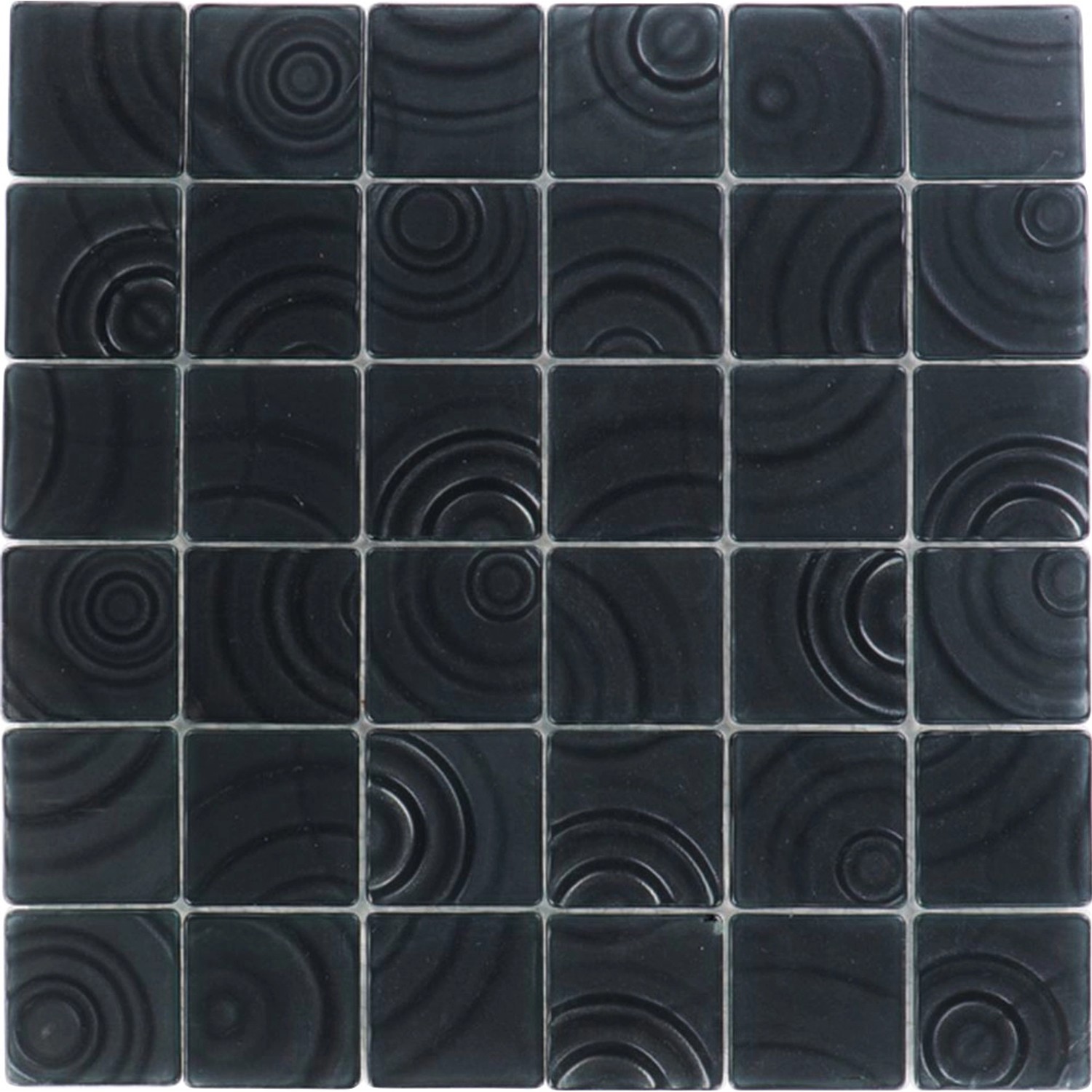 Glasmosaikmatte Curve Black 30 cm x 30 cm