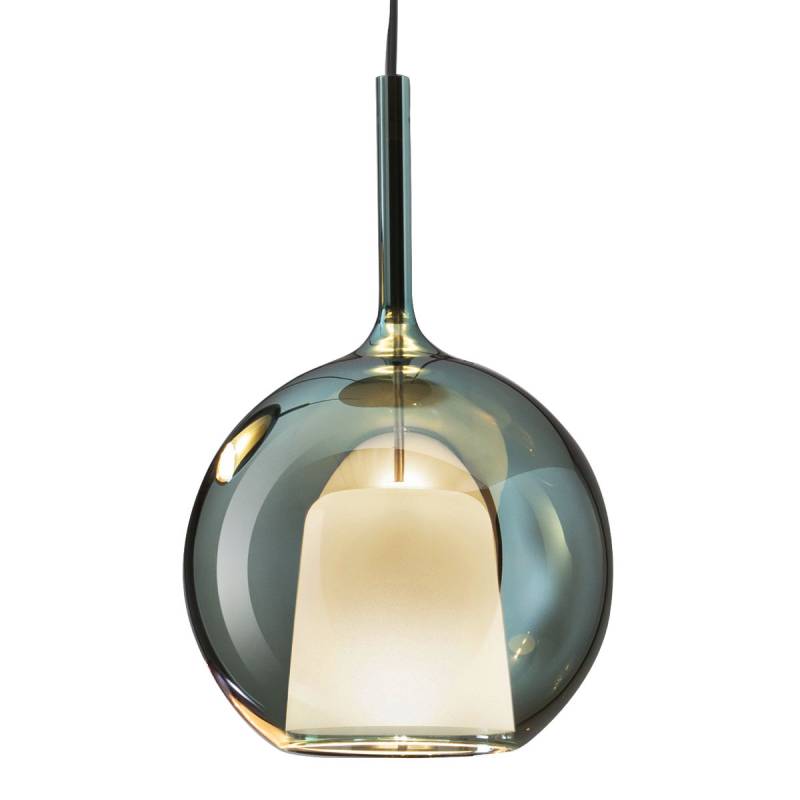 Glo 0811-23 Large Pendelleuchte Ø: 38 cm, Grün Glas, Weiß, 4 m