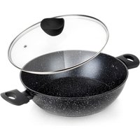 Granit-Bratpfanne tief mit Deckel groß 28 cm Granit-Bratpfanne tief mit Deckel groß 28 cm