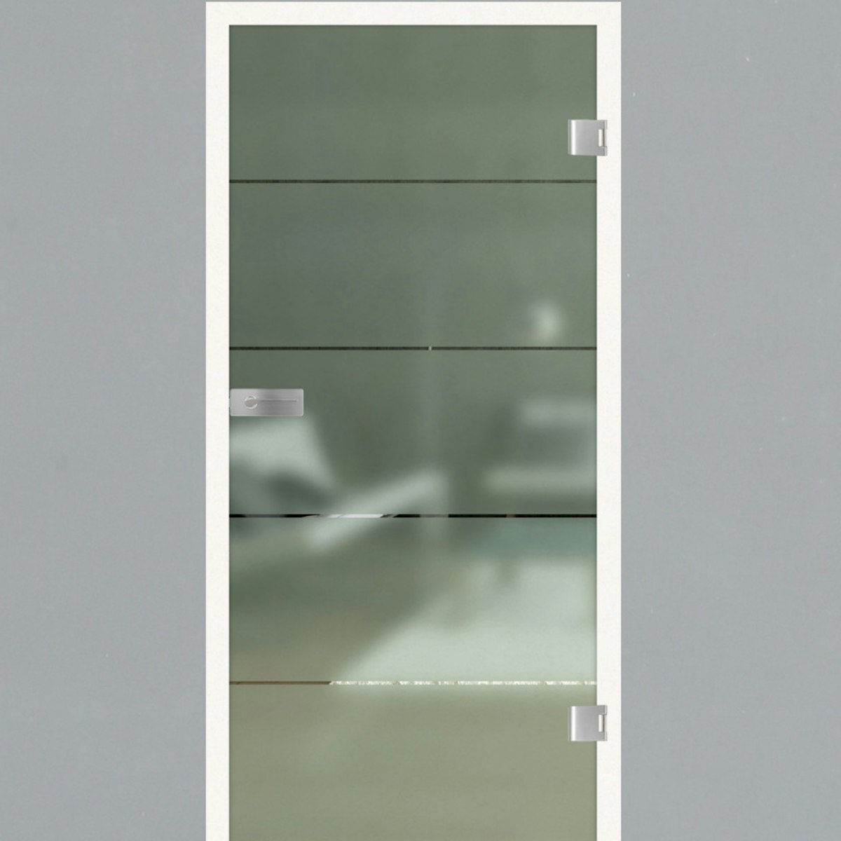 Griffwerk Glasdrehtür (ESG) LINES FOUR 503 ESG PURE WHITE teilmattiert 709x1972x8mm Studio/Office DIN R von Griffwerk