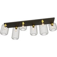 Große Deckenlampe Metall 115 cm Schwarz Gold E27 Retro von Emibig
