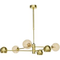 Große Deckenlampe Metall Glas in Gold Bernstein blendarm von Zaklad Wielobranzowy Export-Import-Jupiter