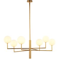Große Deckenlampe in Gold Weiß Glas Messing G9 L:104 cm von Zaklad Wielobranzowy Export-Import-Jupiter