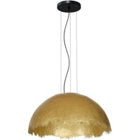 Große Hängelampe Stoff E27 in Gold Ø60 cm rund elegant Große Hängelampe Stoff E27 in Gold Ø60 cm rund elegant von Luminex
