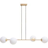Große Hängelampe blendarm Glas Metall 85 cm E27 in Gold von Belis