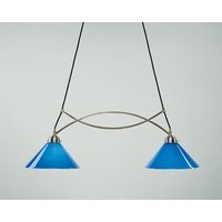 Große Hängeleuchte Messing Glas Nickel Blau E27 92 cm Große Hängeleuchte Messing Glas Nickel Blau E27 92 cm von Berliner Messingleuchten