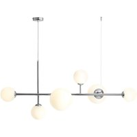 Große Pendelleuchte Glas Metall Chrom Weiß 130 cm lang Große Pendelleuchte Glas Metall Chrom Weiß 130 cm lang von ALDEX