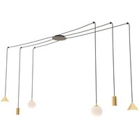 Große Pendelleuchte flexibel Glas Metall 200 cm Kabel von Emibig
