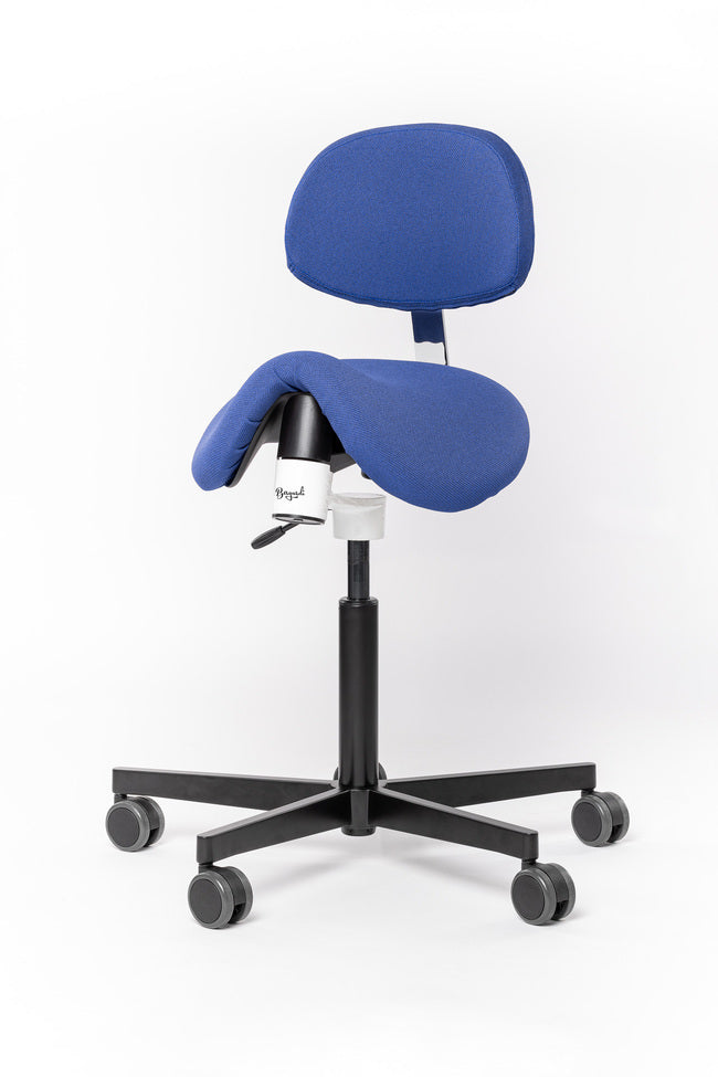 Großer Sattelstuhl Aurelia Stoffüberzug blau