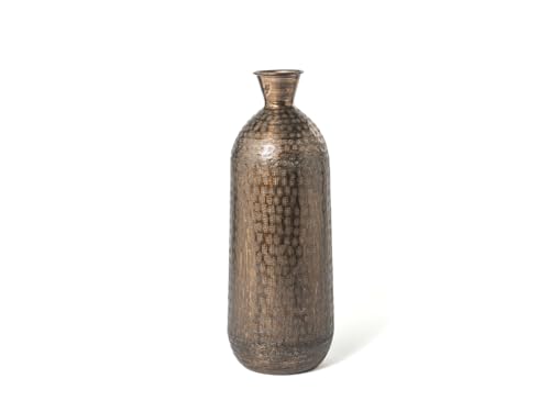 H&h vaso chennai in alluminio decorato inciso a texture colore bronzo cm 18x49 von H&H