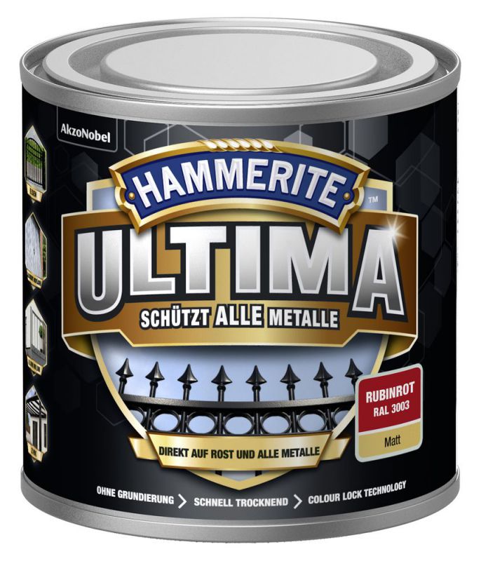 HAMMERITE Metallschutz-Lack ULTIMA Rubinrot Matt 250ml - 5379745 von Hammerite