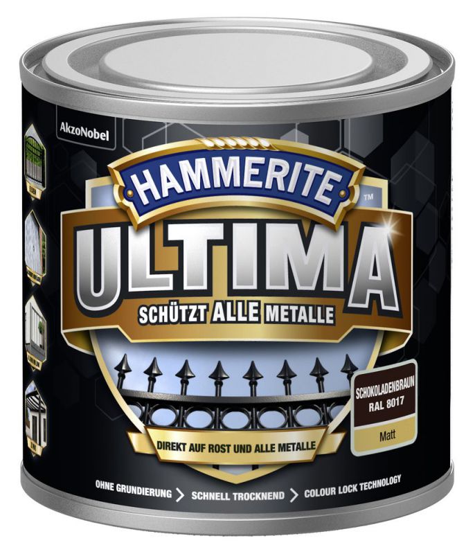 HAMMERITE Metallschutz-Lack ULTIMA Schokoladenbraun Matt 250ml - 5379740 von Hammerite