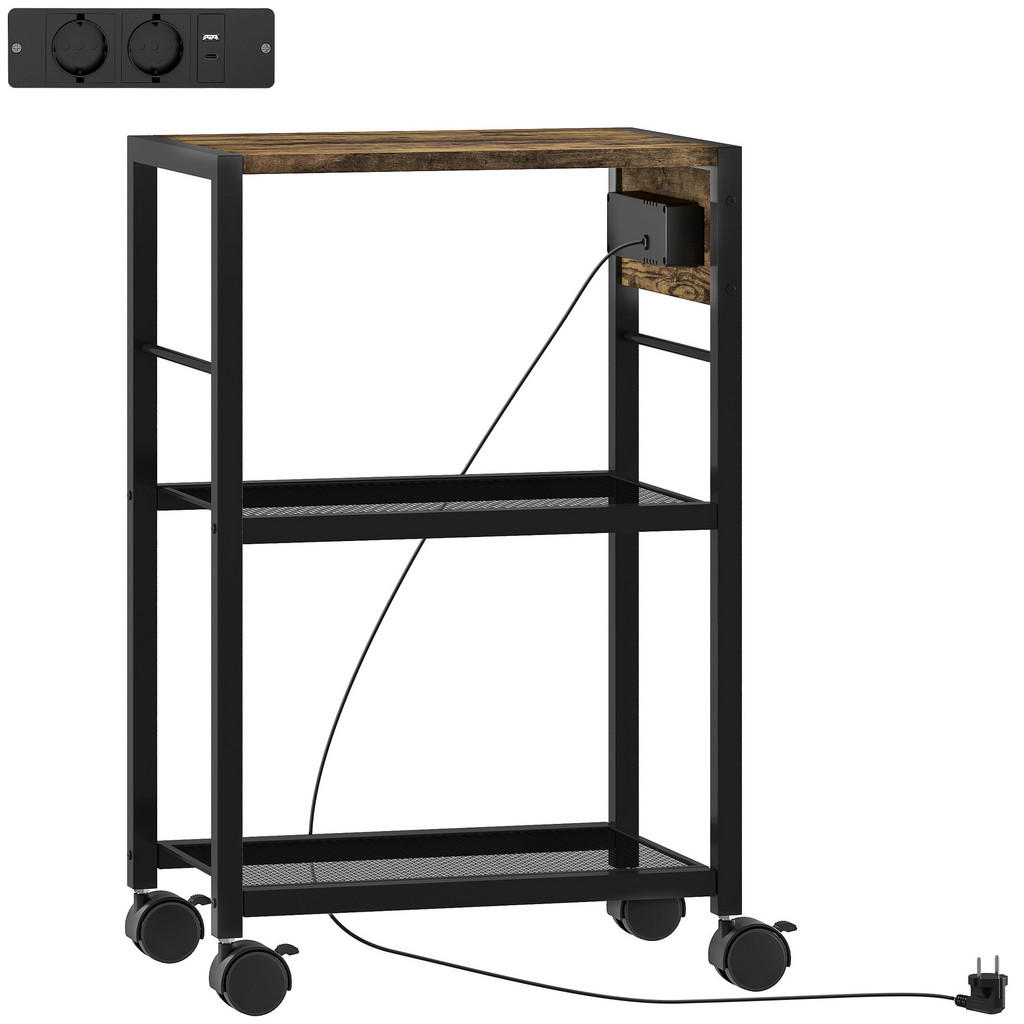 Homcom Druckerständer, Rost, Holzwerkstoff, Nachbildung, 2 Fächer, eckig, 28x64.5x42 cm, Arbeitszimmer, Container von HOMCOM