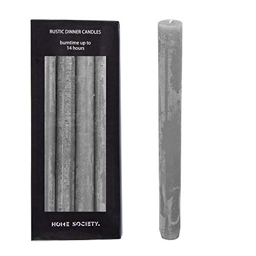HOME SOCIETY Kerze, Stabkerze, Tafelkerze L, 4er Set grau meliert, D 2,5 cm x 25 cm von HOME SOCIETY