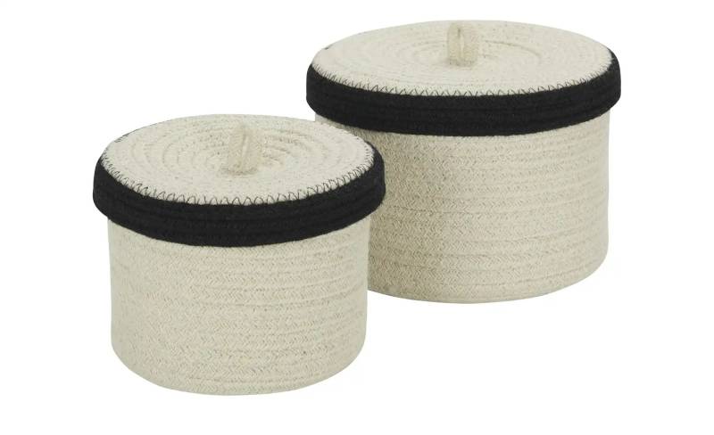 HOME STORY Aufbewahrungskorb  2er Set   ¦ creme ¦ Stoff,Polyester ¦ Maße (cm): H: 16  Ø: 22 Aufbewahrung > Körbe - Höffner