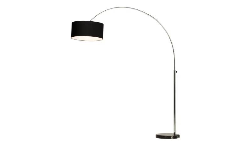 KHG Bogenleuchte mit schwarzem Stoffschirm   ¦ schwarz ¦ Maße (cm): B: 173 H: 205 T: 38.0 Lampen & Leuchten > Stehlampen - Höffner