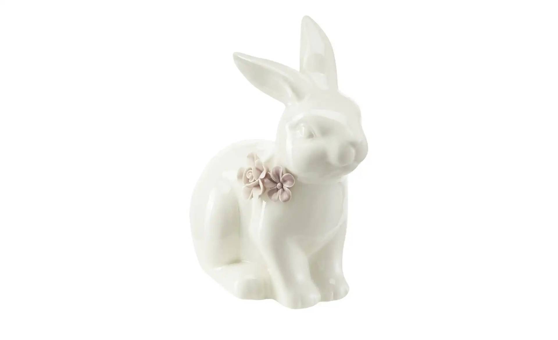 HOME STORY Deko Osterhase mit Blume   ¦ weiß ¦ Steinzeug ¦ Maße (cm): B: 14,5 H: 14,5 T: 8.0 Oster-Artikel - Höffner
