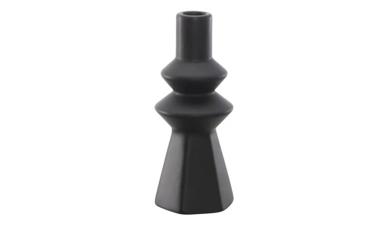 HOME STORY Kerzenhalter   ¦ schwarz ¦ Porzellan ¦ Maße (cm): H: 19  Ø: 8 Accessoires > Kerzen & Kerzenständer > Kerzenständer - Höffner