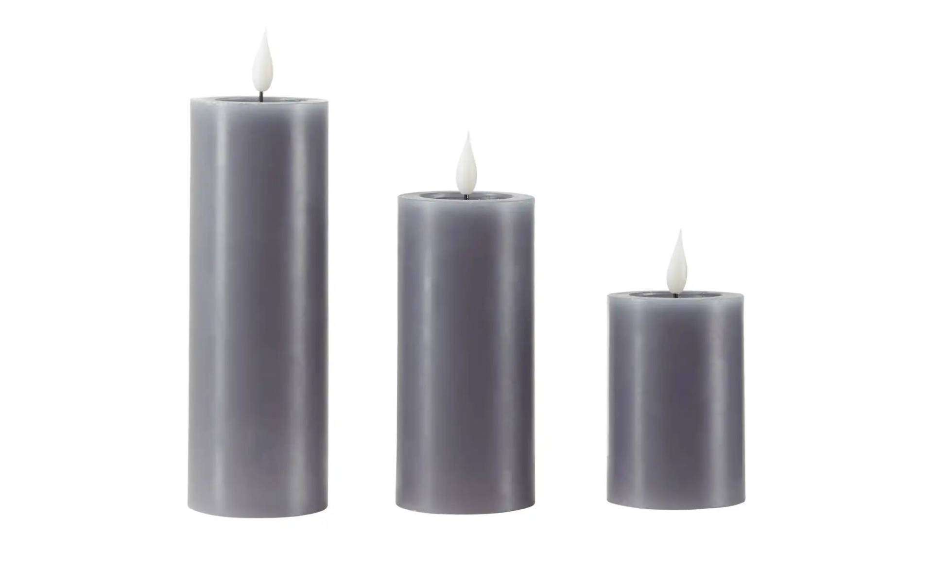 HOME STORY LED Kerzen  3er Set   ¦ grau ¦ Wachs,Kunststoff ¦ Maße (cm): H: 20  Ø: 7.5 Dekoration > Kerzen & Kerzenständer > Kerzen & Teelichter - Möbel Kraft