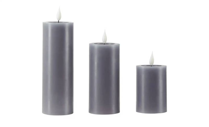 HOME STORY LED Kerzen  3er Set   ¦ grau ¦ Wachs,Kunststoff ¦ Maße (cm): H: 20  Ø: 7.5 Dekoration > Kerzen & Kerzenständer > Kerzen & Teelichter - Möbel Kraft