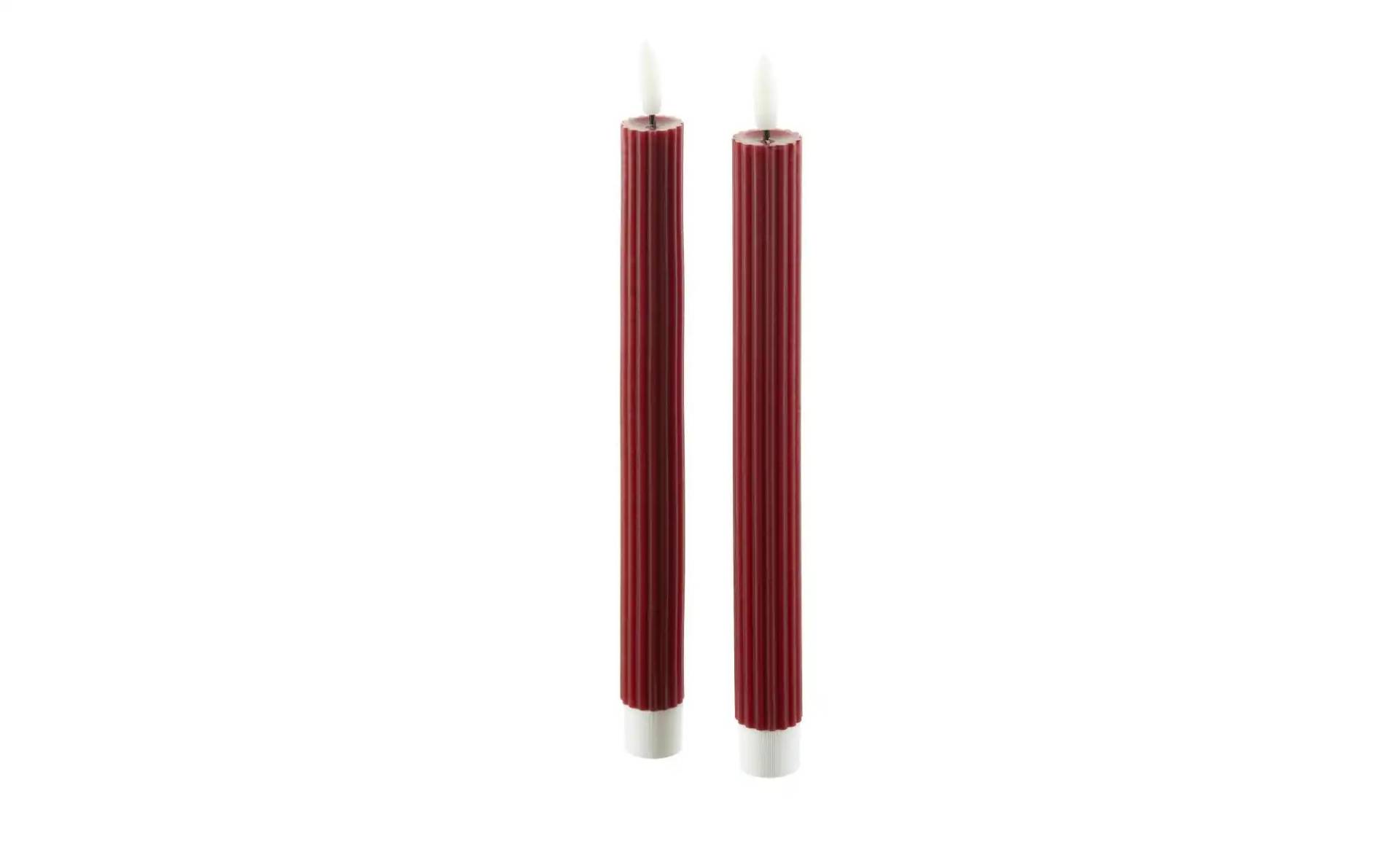 HOME STORY LED Stabkerze  2er Set   ¦ rot ¦ Paraffin,Kunststoff ¦ Maße (cm): H: 20  Ø: 2.2 Accessoires > Kerzen & Kerzenständer - Höffner