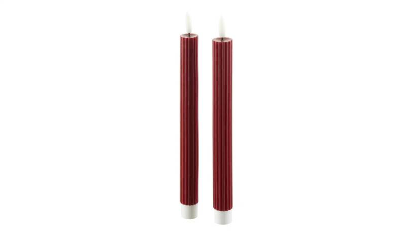 HOME STORY LED Stabkerze  2er Set   ¦ rot ¦ Paraffin,Kunststoff ¦ Maße (cm): H: 20  Ø: 2.2 Accessoires > Kerzen & Kerzenständer - Höffner