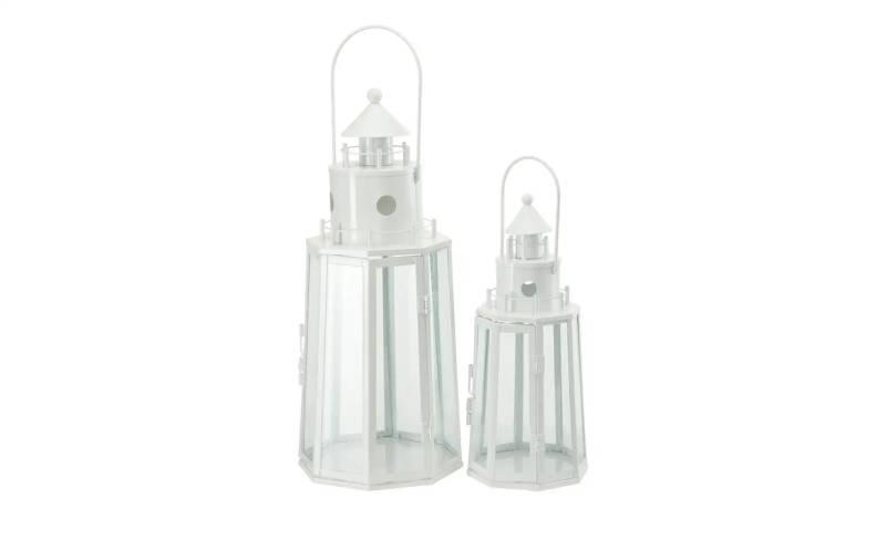 HOME STORY Laterne  2er Set   ¦ weiß ¦ Metall,Glas ¦ Maße (cm): H: 40  Ø: 17.5 Accessoires > Kerzen & Kerzenständer - Höffner