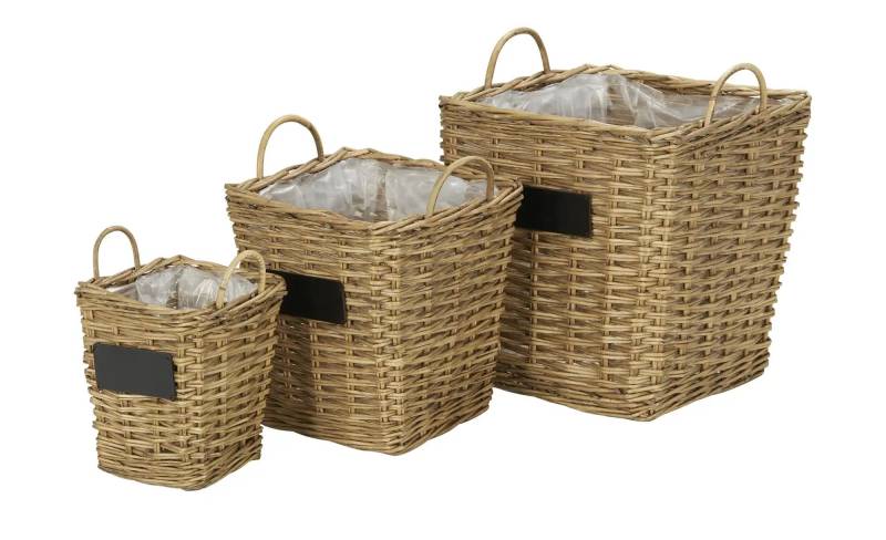 HOME STORY Pflanzkorb  3er Set   ¦ braun ¦ Weide,Kunststoff,Rattan,MDF ¦ Maße (cm): H: 61  Ø: 49.0 Dekoration > Dekoartikel - Möbel Kraft