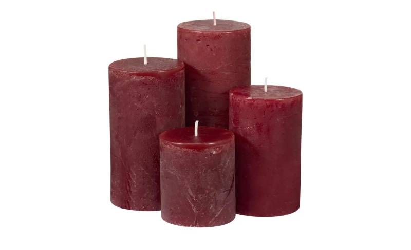 HOME STORY Stumpenkerze  4er Set   ¦ rot ¦ Paraffin ¦ Maße (cm): B: 14 H: 15,5 T: 14.0 Accessoires > Kerzen & Kerzenständer - Höffner