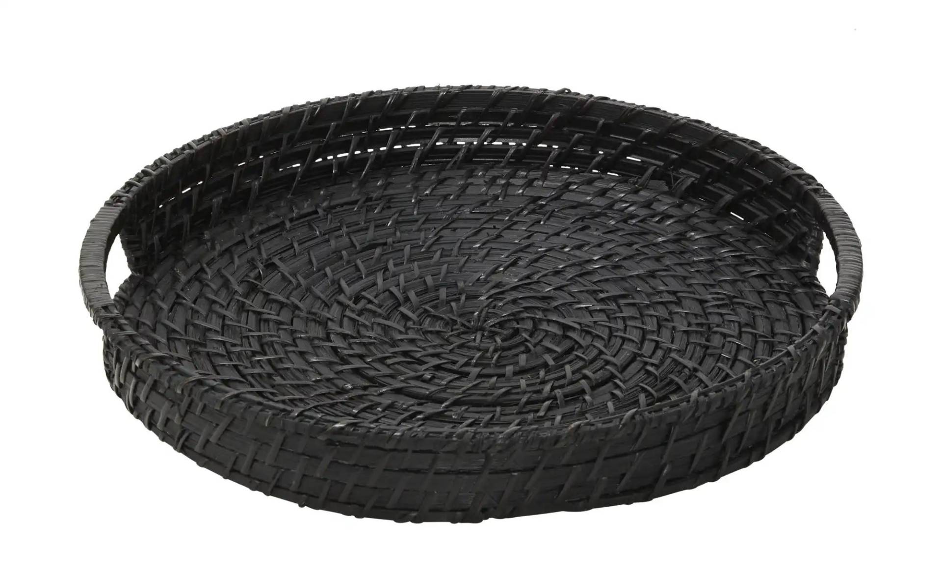 HOME STORY Tablett   ¦ schwarz ¦ Bambus,Rattan ¦ Maße (cm): H: 5  Ø: 36.0 Küchenzubehör & Helfer > Tabletts & Etageren - Möbel Kraft