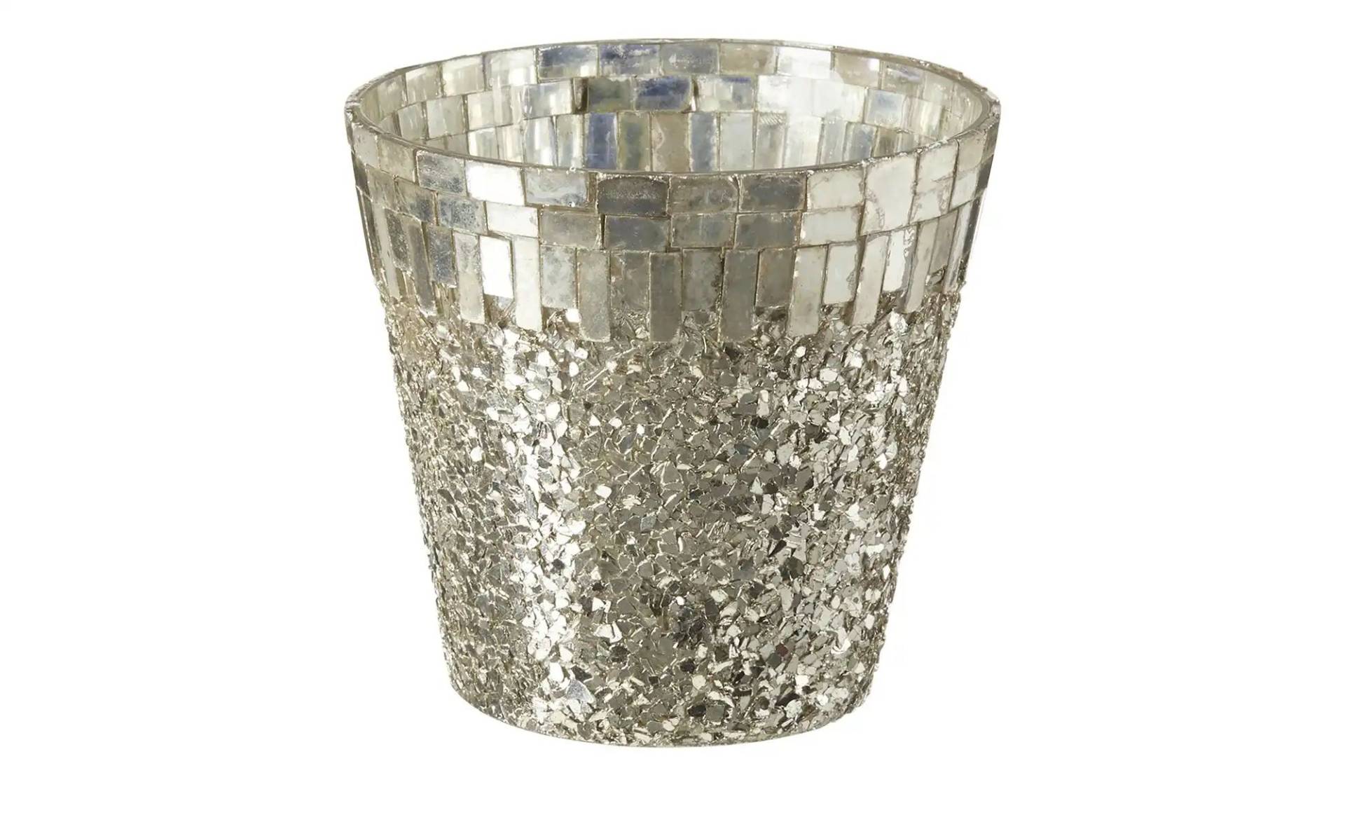 HOME STORY Teelichtglas   ¦ silber ¦ Glas ¦ Maße (cm): H: 9  Ø: 10.5 Dekoration > Kerzen & Kerzenständer > Teelichthalter - Möbel Kraft