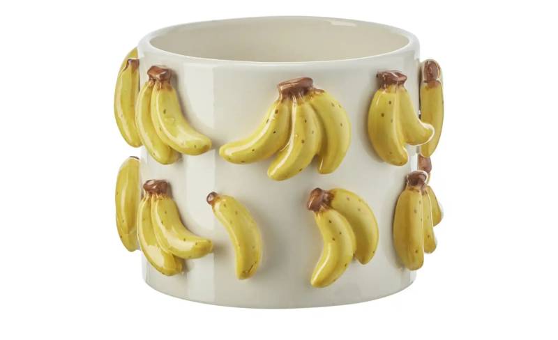 HOME STORY Übertopf Bananen   ¦ weiß ¦ Dolomite ¦ Maße (cm): H: 11,4  Ø: 15.5 Dekoration > Dekoartikel - Möbel Kraft