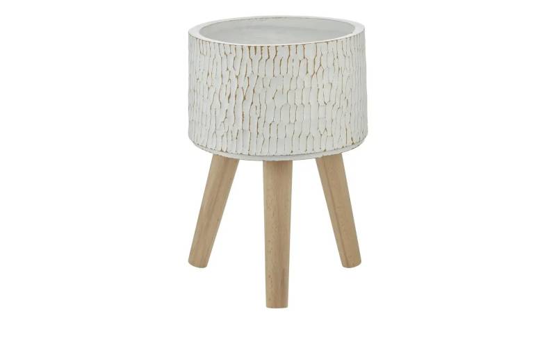 HOME STORY Übertopf auf Holzbeinen   ¦ weiß ¦ Magnesia,Fiberglas,Holz ¦ Maße (cm): H: 36  Ø: 25 Accessoires > Dekoartikel - Höffner